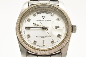 ヴァレンチノドマーニ 石付き デイト ラウンド シルバー VD-2039 クオーツ メンズ 腕時計 VALENTINO DOMANI