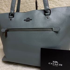 1円【入手困難】COACH コーチトートバッグ ビジネスバッグ ブリーフケース A4 2way レザー ストーンブルーメンズ レディース 肩掛け可