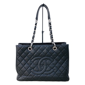 シャネル CHANEL GSTトートバッグ A50995 ブラック　シルバー金具 キャビアスキン トートバッグ レディース 中古