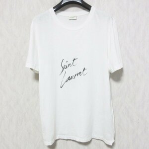 美品 19SS SAINT LAURENT PARIS サンローラン ロゴプリント 半袖 Tシャツ カットソー ユニセックス XS ホワイト ◆