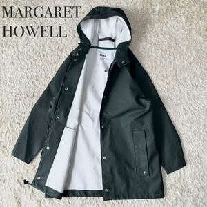 MHL マーガレットハウエル フード レインコート ロングコート カーキ 緑 MARGARET HOWELL 撥水 雨具 フード 