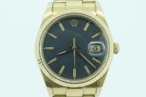 ROLEX 15238 18K 750 約112g OYSTER PERPETUAL DATE N番 デイト 金無垢 ロレックス 黒文字盤 自動巻き メンズ 腕時計 稼動品 箱