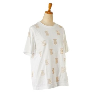 中古 美品 バーバリー Tシャツ 半袖 TBロゴ トップス コットン Aランク ホワイト 白 レディース BURBERRY 【送料無料】【名谷店】