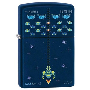 Zippo ジッポライター ピクセル ゲーム Pixel Game ネイビーマット 49114 メール便可