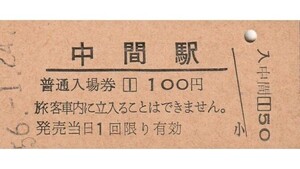 Q042.筑豊本線　中間駅　100円　56.1.24