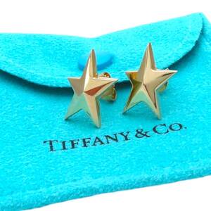 極希少 美品 Tiffany&Co. ティファニー イエロー ゴールド スター ピアス 750 K18 星 YO160