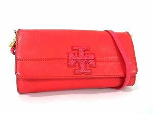 1円 ■美品■ TORY BURCH トリーバーチ レザー クロスボディ ショルダーバッグ 斜め掛け レディース レッド系×ピンク系 AZ4893