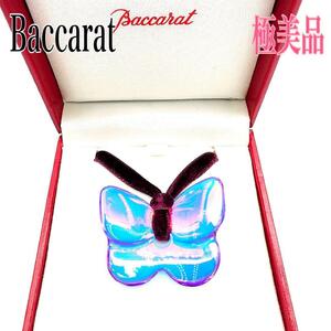 Baccarat バカラ ネックレス ペンダント 蝶 オーロラ系 クリスタル