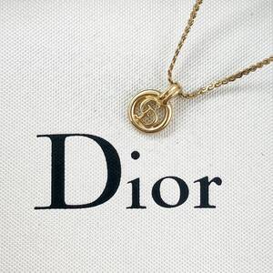 美品!! クリスチャン ディオール Christian Dior ネックレス ペンダント CD サークル ロゴ ゴールド アンティーク ヴィンテージ 金色 刻印