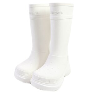 美品□BALENCIAGA バレンシアガ Crocs クロックス コラボ 22SS RUBBER CROCS BOOTS 厚底 ラバー ロングブーツ ホワイト 39 メンズ