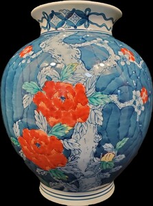 11/12a5 鍋島焼 深山作 花瓶 花入 花器 壺 インテリア 花生 色絵 陶器製 