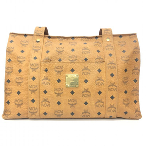 【中古】MCM ロゴグラムトートバッグ　キャメル　エムシーエム[240066142874]