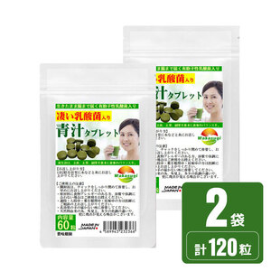 腸まで届く乳酸菌入り青汁粒 60粒 2袋セット 計120粒 大麦若葉 クマザサ 明日葉 3種の青汁