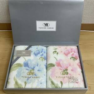 YUKIKO HANAI　ユキコハナイ　フェイスタオル 2枚　花柄　金刺繍　箱なし　no.121