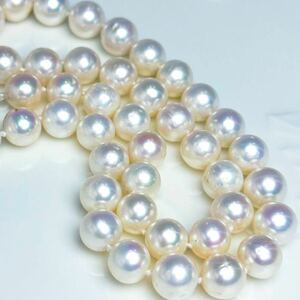 花珠級！ホワイトピンクグリーン！本真珠ネックレス10mm 天然本真珠ネックレス Pearl pearl necklace 
