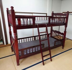 直接引き取り歓迎■中古 訳有り【カリモク/KARIMOKU】天然木 2段ベッド マットレス付■大人用 二段ベッド 日本製