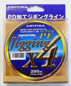 ユニチカ　5色分けＰＥ　JIGGING　X4　200ｍ1.2号 16lb　税込み即決　5color 4braid PE line Made in JAPAN