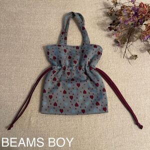 ビームスボーイ　巾着バッグ ショルダーバッグ メッシュバッグ トートバッグ　BEAMS BOY ボーイ ジャカード キャンディバッグ　ハート