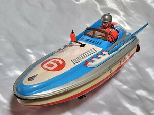 即決1950年代 当時物 日本製 ヨネザワ 水陸両用ボート Y-６ ブリキ フリクション 昭和レトロ玩具 米澤 船 車