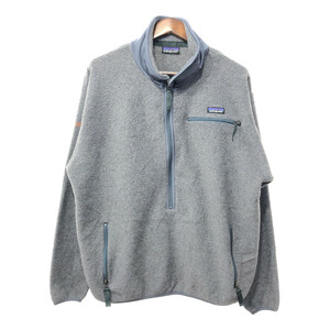 patagonia パタゴニア フリースジャケット ハーフジップ アウトドア ワンポイントロゴ グレー (メンズ 52) 中古 古着 Q5271