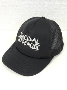 ◆ 90S OLD 美品 スーサイダルテンデンシーズ SUICIDAL TENDENCIES 当時物 オリジナル ロゴ メッシュ キャップ 帽子 黒 ブラック VINTAGE