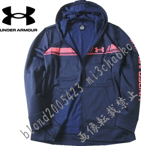 ■新品【UNDER ARMOUR】アンダーアーマー ゴルフに最適 Armour Fleece保温 左腕BIGロゴ パーカージャケット■NV/3XL(XXXL)