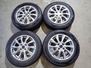 YS14414【送料無料175/65R15】フィット スイフト キューブ アクアなどへ 中古スタッドレス ★15×5.5J 100/4H ET42★1円スタート