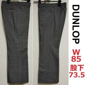 w85 身長165 L★ダンロップ DUNLOP メンズ ゴルフウエア ワンタック チェック 秋 グレー スラックス パンツ ビンテージ ストレート ワイド 