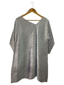 PLEATS PLEASE ISSEY MIYAKE◆長袖ワンピース/3/ポリエステル/SLV/シルバー