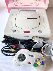 【動作確認済】SEGA セガ セガサターン SEGASATURN ゲーム機 AVケーブル コントローラー 箱入 HST-0014 動作確認済 ホワイト SS 中古