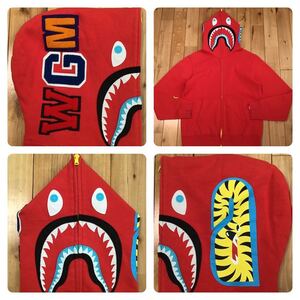 2010年 ネオン シャーク パーカー Mサイズ Red NEON shark full zip hoodie a bathing ape BAPE エイプ ベイプ アベイシングエイプ WGM d85