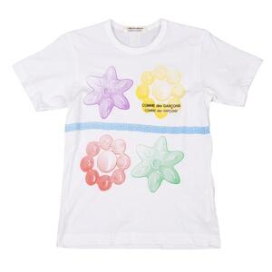 コムコム コムデギャルソンCOMME des GARCONS グラフィックプリントTシャツ 白S