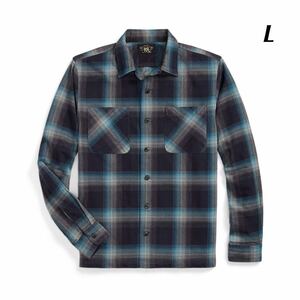 23SS 新品 RRL プラッド ジャスペ ツイル キャンプ ワークシャツ DOUBLE RL ダブルアールエル ラルフローレン チェック オンブレ Lサイズ