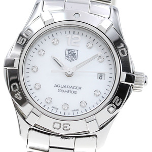 タグホイヤー TAG HEUER WAF1415 アクアレーサー 10Pダイヤ デイト クォーツ レディース 良品 _839409