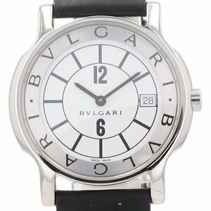 ブルガリ BVLGARI ソロテンポ ST35S 腕時計 SS レザー クォーツ ホワイト メンズ 【中古】