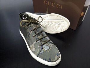 試着程度 グッチ 7.5 Gucci ミドルカット コンビレザースニーカー 箱付 9700