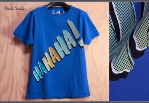 新品 ポールスミス 日本製 531コレクション HAHAHA! TシャツM青 定価1.9万円/Paul smith