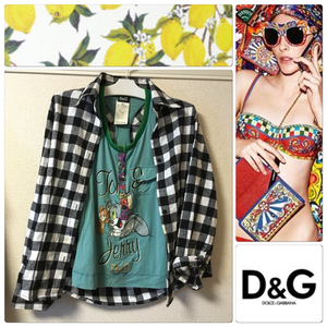 D&G ヴィンテージ トム&ジェリー コラボ タンク&チェックシャツ