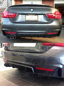 BMW 4シリーズ F32 クーペ Mスポーツ リア ディフューザー P型 片側2本出しマフラー 2012+ 未塗装 PP素地