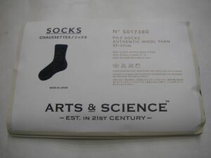 ARTS&SCIENCE ×CHAUSSETTES アーツ&サイエンス×ショセット コラボソックス 靴下 ウールくるぶしソックス 25-27cm 新品未使用 ネイビー