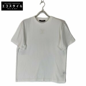 LOUIS VUITTON ルイヴィトン RM232Q DT3 23AW 白 エンボスLVロゴTシャツ ホワイト M トップス コットン メンズ 中古