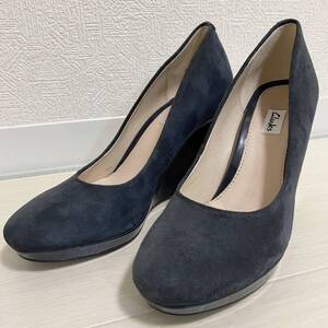 Clarks クラークス スエードレザー ウエッジヒールパンプス