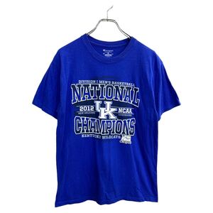 Champion 半袖 プリント Tシャツ Mサイズ チャンピオン ブルー コットン 古着卸 アメリカ仕入 t2409-4271