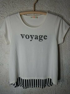 n7639　BEAMS HEART　ビームス　ハート　レディース　半袖　tシャツ　voyage　ストライプ　デザイン　人気　送料格安