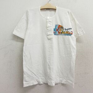 古着 半袖 ビンテージ Tシャツ キッズ ボーイズ 子供服 80s 魚 マルティニーク レーヨン ヘンリーネック 白 ホワイト spe 23may19 5OF