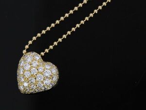 K18 ハート パヴェ ダイヤモンド ネックレス0.77ct VSクラス