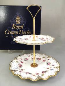 ☆ROYAL CROWN DERBY ロイヤルクラウンダービー ロイヤルアントワネット ケーキスタンド イギリス製 元箱付き◆