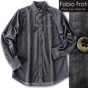 新品 24AW ファビオフラーティ 極細畝 コーデュロイ ボタンダウン シャツ LL 濃灰 【FF8W-H450_DGA】 FABIO FRATI 秋冬 長袖 綿 コール天