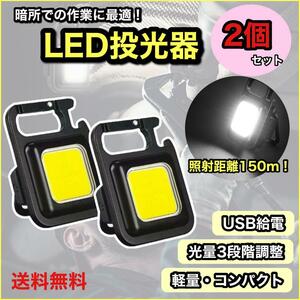 LEDライト 投光器 2個セット COBライト USB充電 懐中電灯 ランタン