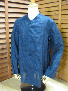 M1 △860【Needles ニードルス】日本製 CH107 Oriental Button Stand Coller Coverall リネン 麻 ペイズリー チャイナ系 ネイビー系 S